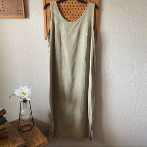 Pineapple Moon Silk Tropical Green Summer Dress